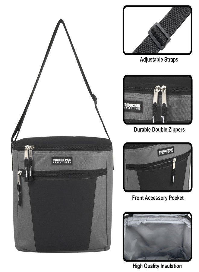 Fridge Pak Insulated Adult Lunch Box & 12 Can Large Capacity Can Cooler Bag (Grey/Black) - Image 2